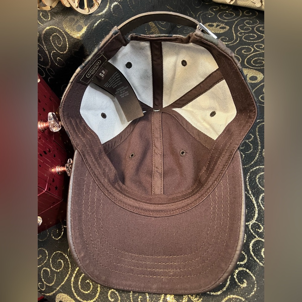 Coach Camo and Brown Leather Baseball Cap - Picture 6 of 8